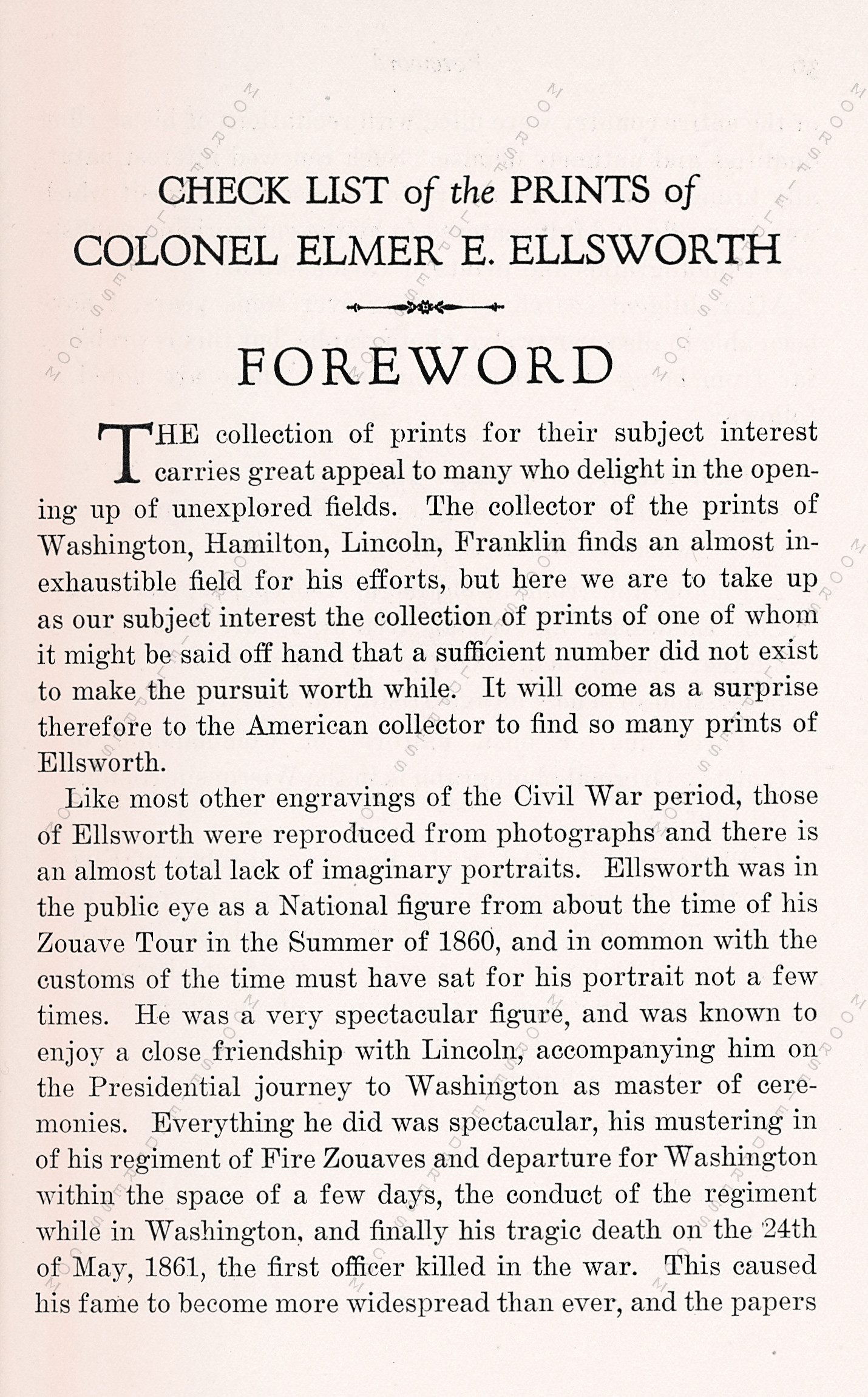 Winfred
                      Porter Truesdell and his Printed Books by the
                      Troutsdale Press: Checklist of Prints of Col.
                      Elmer E. Ellsworth