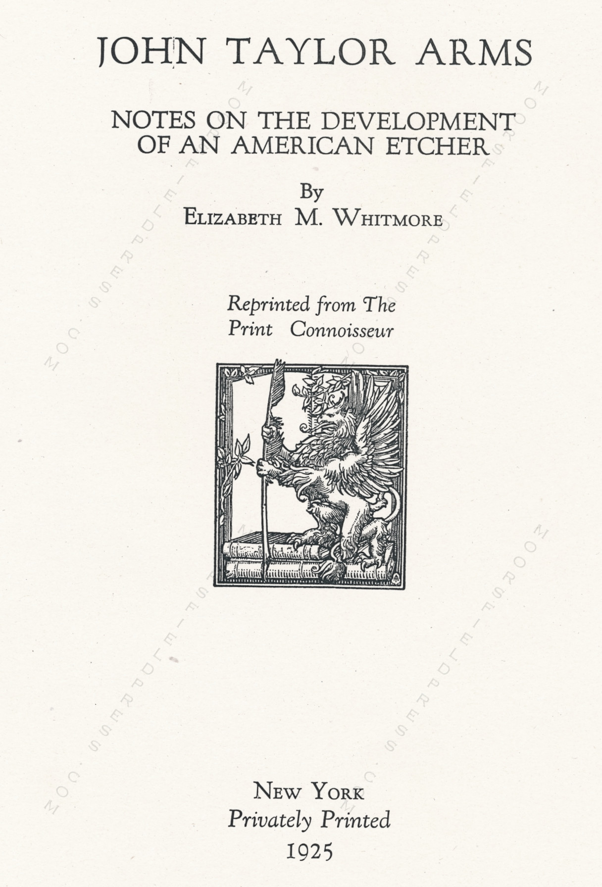 The Print Connoisseur Art Magazine by
                        Winfred Porter Truesdell