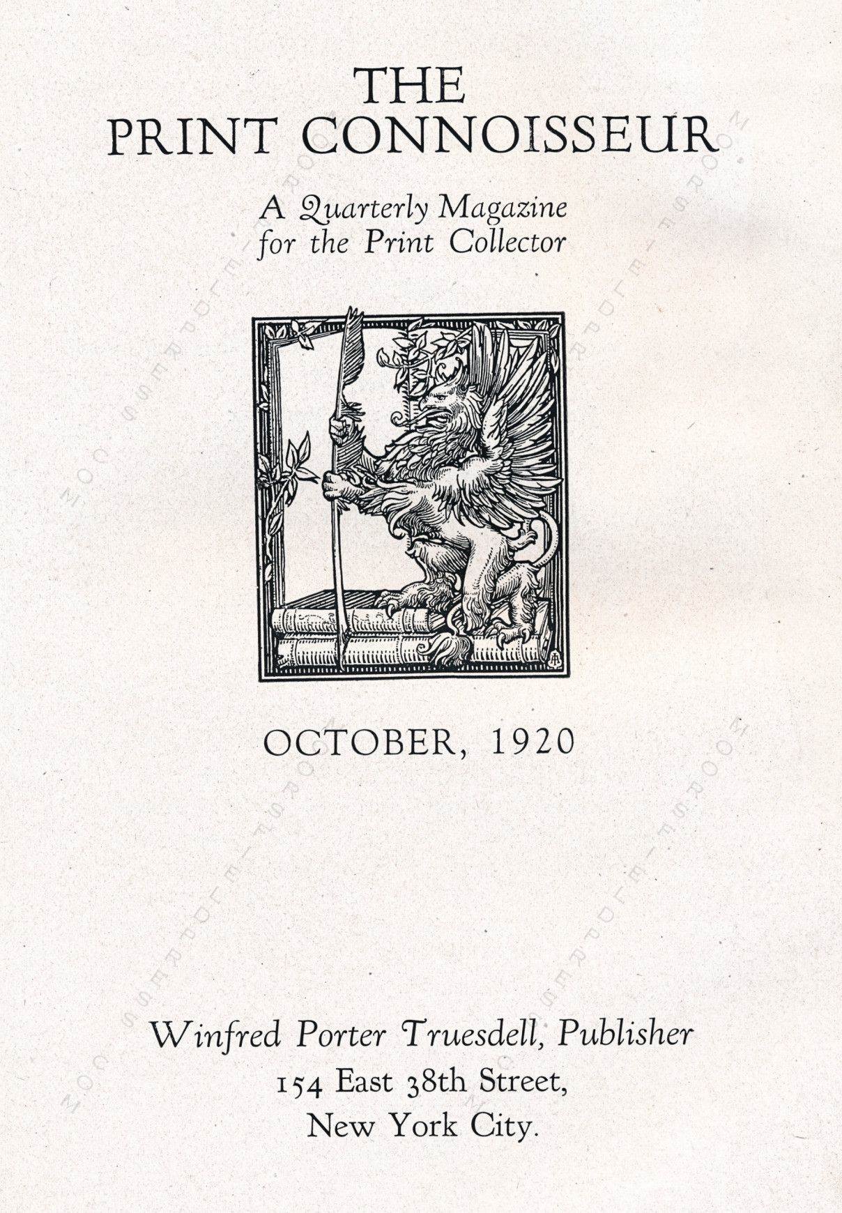 The Print Connoisseur Art Magazine by
                        Winfred Porter Truesdell