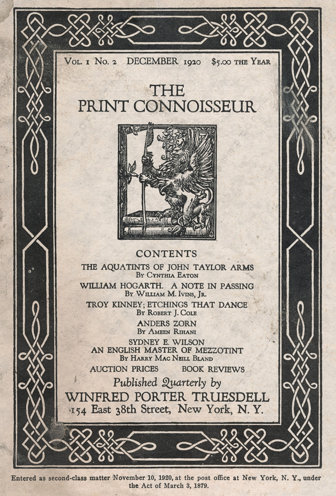 The Print Connoisseur Art Magazine by
                        Winfred Porter Truesdell