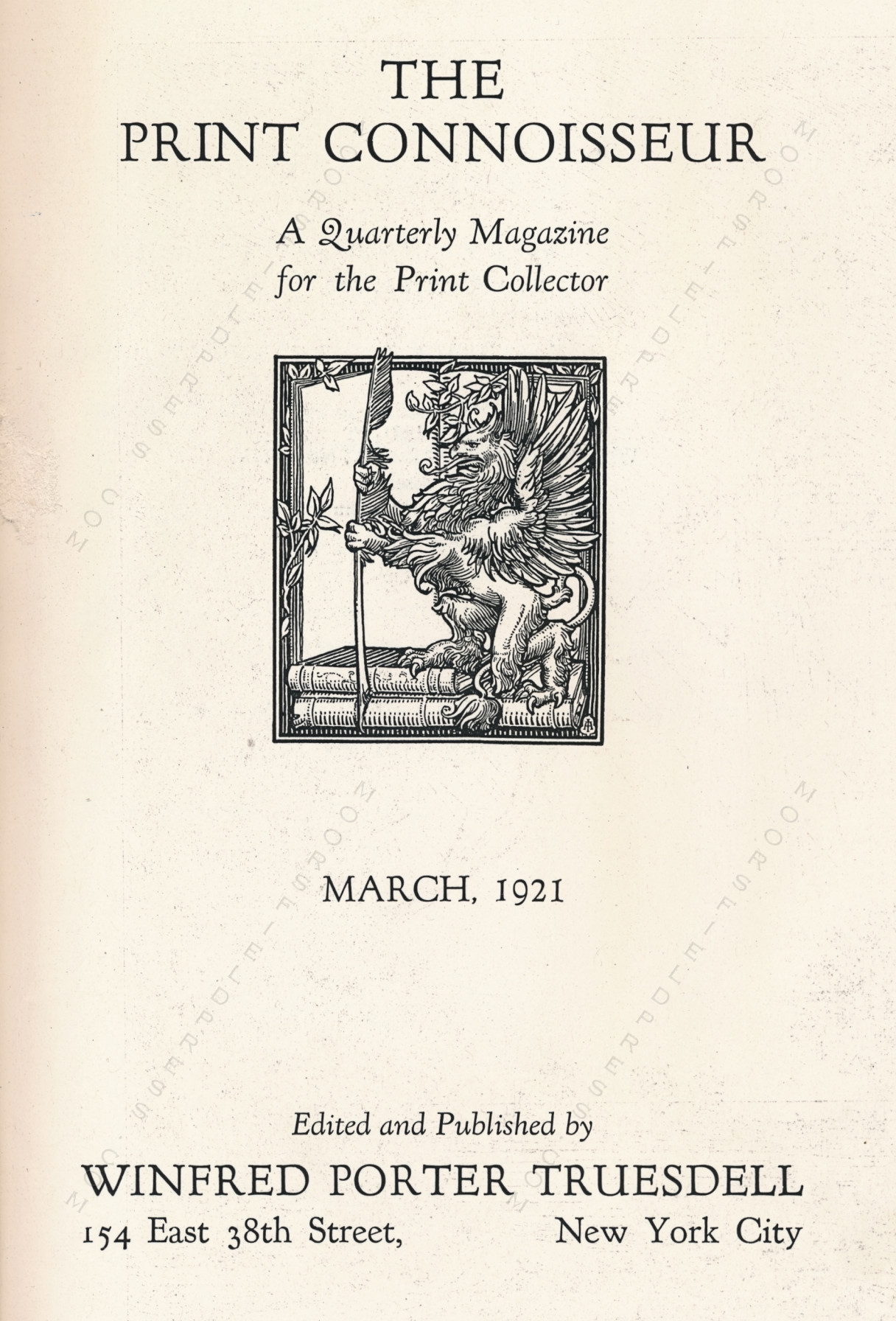 The Print Connoisseur Art Magazine by
                        Winfred Porter Truesdell