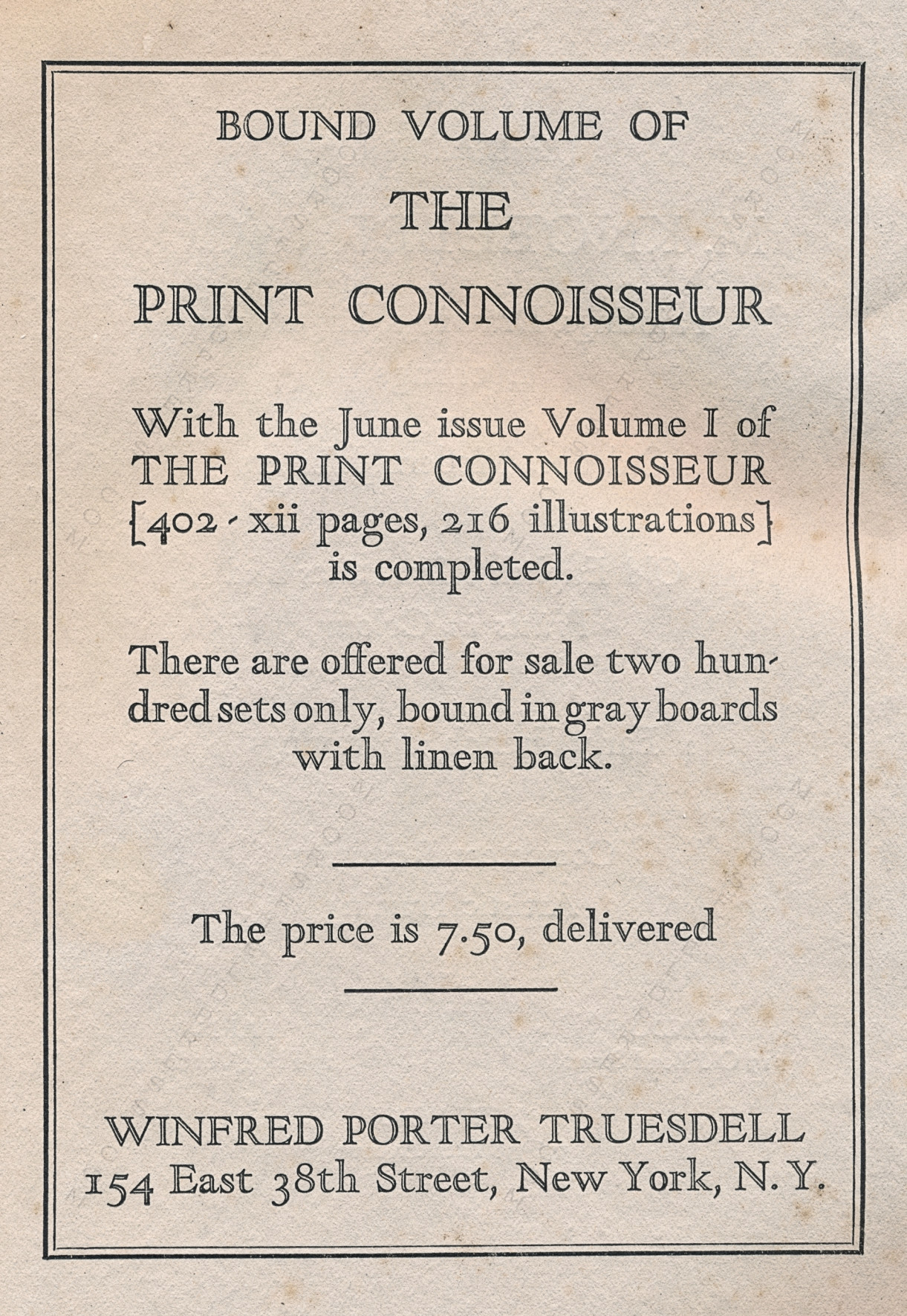 The Print Connoisseur Art Magazine by
                        Winfred Porter Truesdell