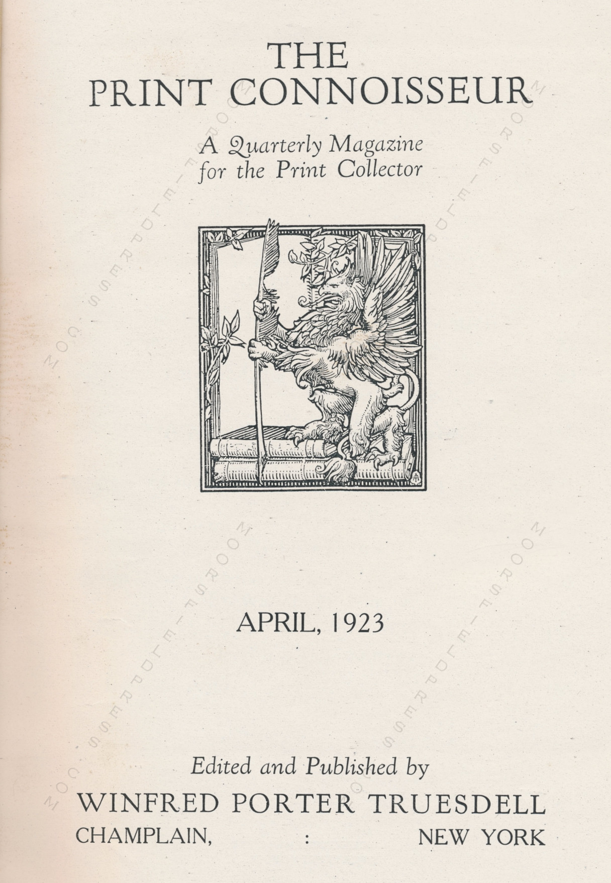 The Print Connoisseur Art Magazine by
                        Winfred Porter Truesdell