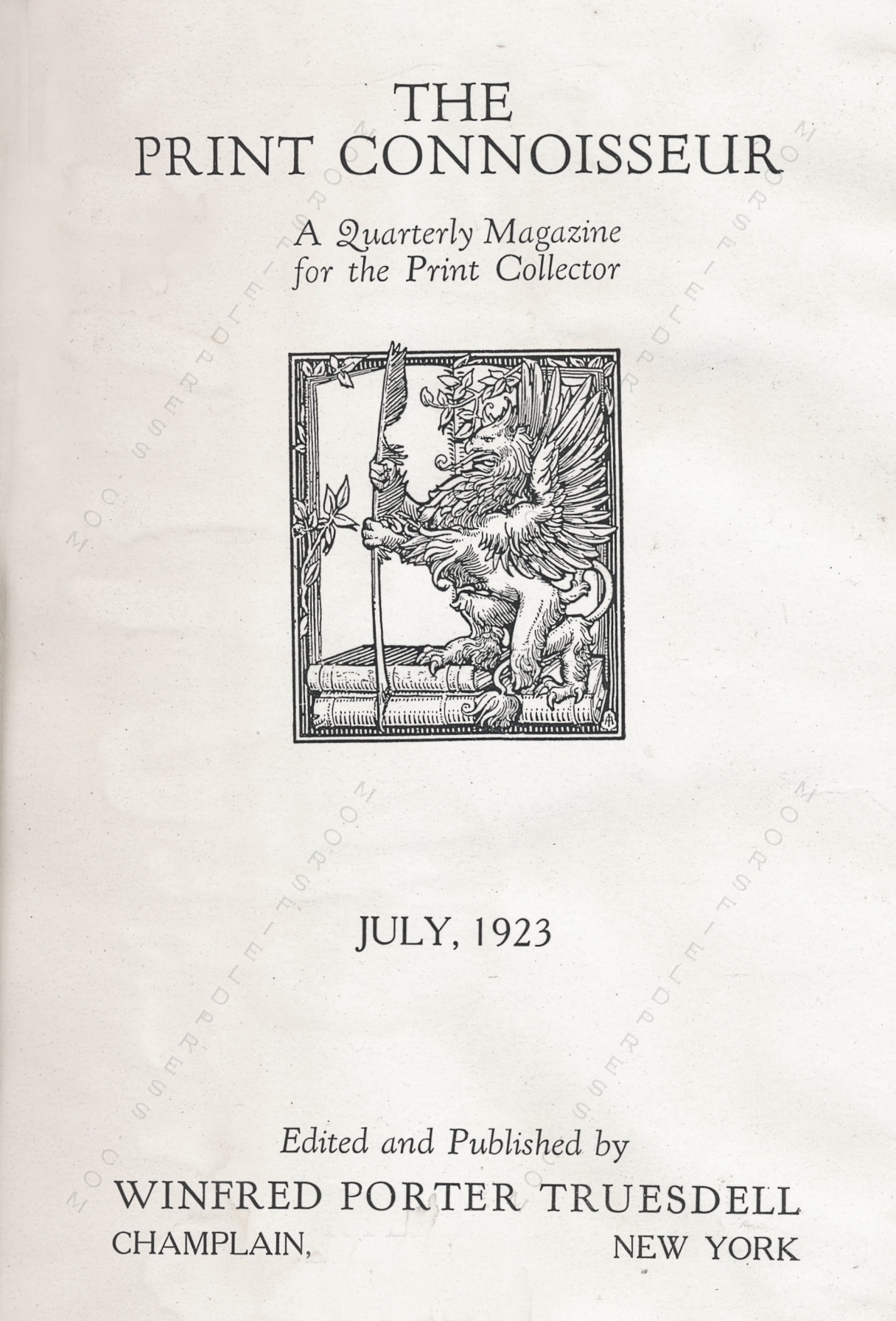 The Print Connoisseur Art Magazine by
                        Winfred Porter Truesdell