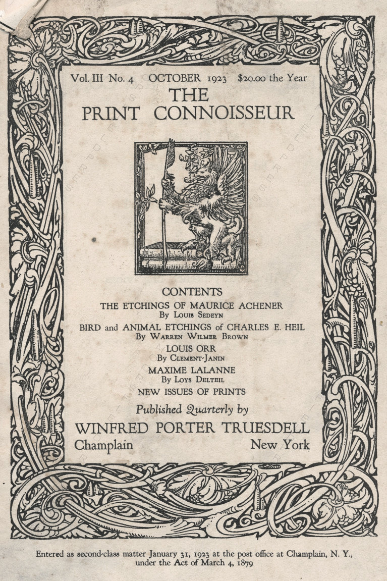 The Print Connoisseur Art Magazine by
                        Winfred Porter Truesdell