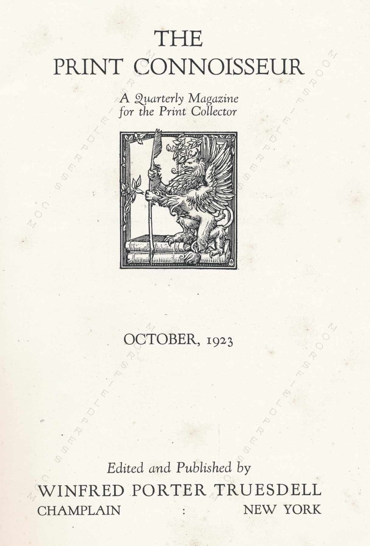 The Print Connoisseur Art Magazine by
                        Winfred Porter Truesdell