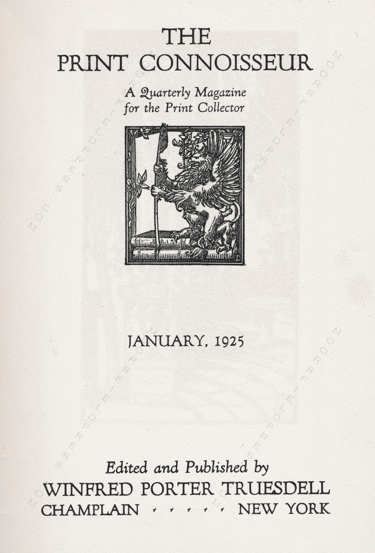 The Print Connoisseur Art Magazine by
                        Winfred Porter Truesdell