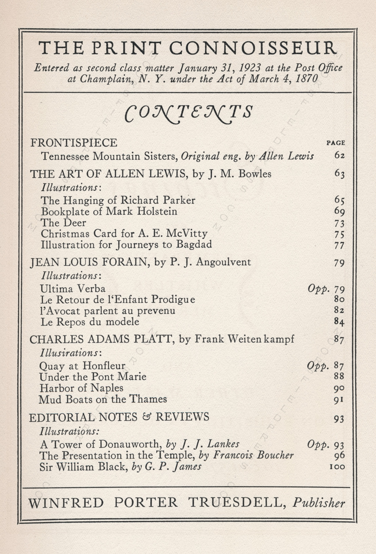 The Print Connoisseur Art Magazine by
                        Winfred Porter Truesdell