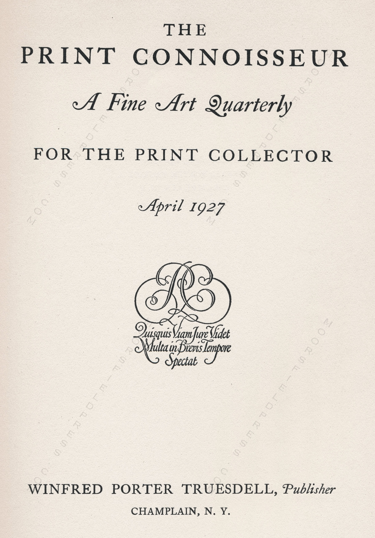 The Print Connoisseur Art Magazine by
                        Winfred Porter Truesdell