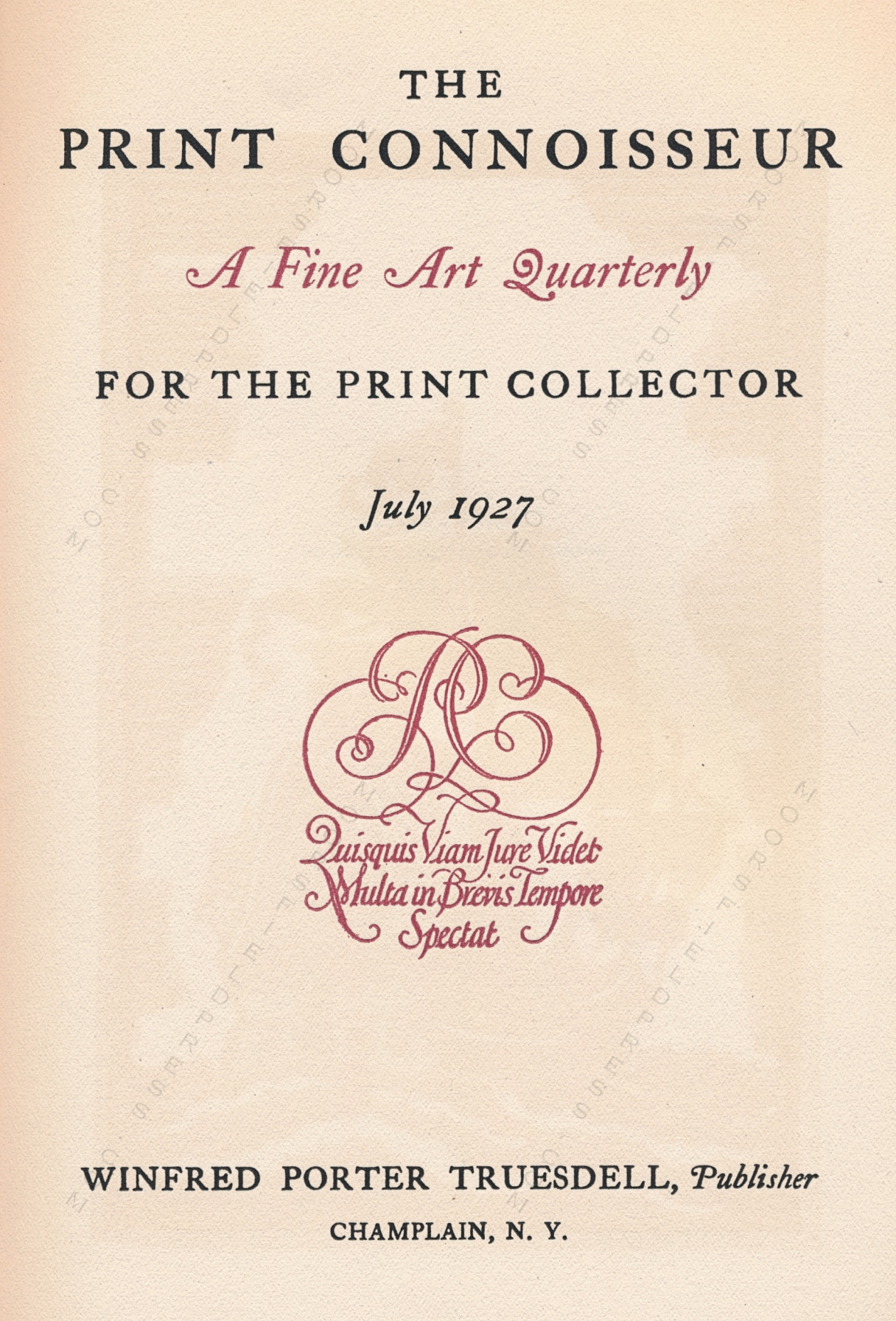 The Print Connoisseur Art Magazine by
                        Winfred Porter Truesdell