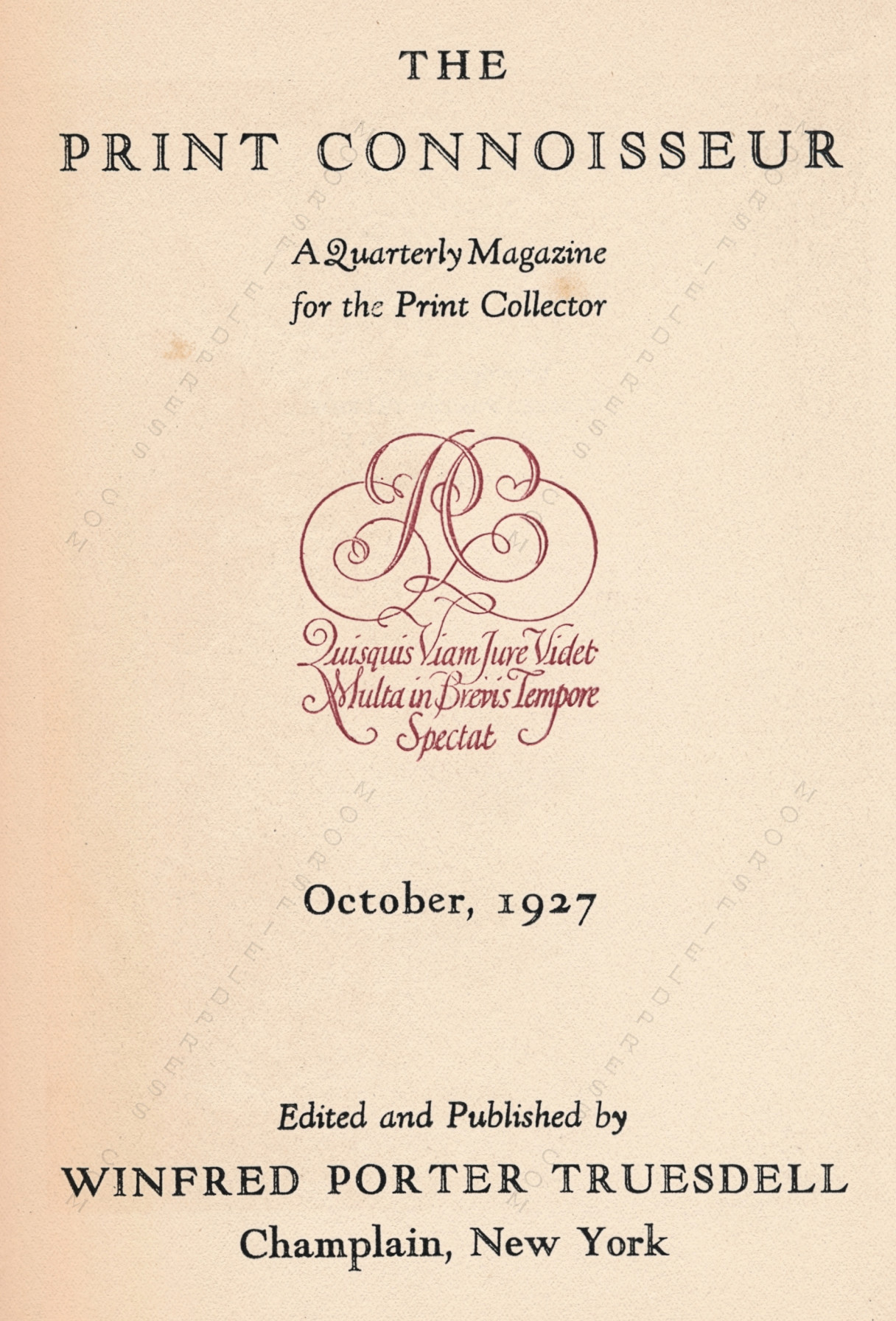 The Print Connoisseur Art Magazine by
                        Winfred Porter Truesdell
