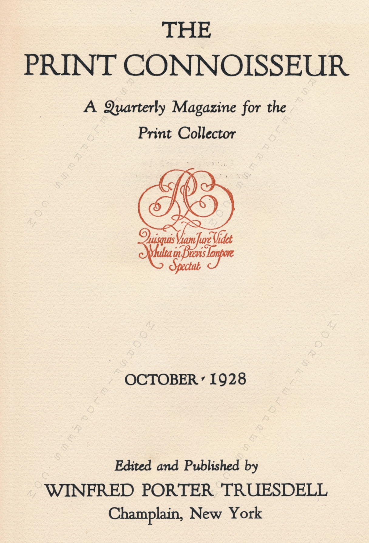 The Print Connoisseur Art Magazine by
                        Winfred Porter Truesdell
