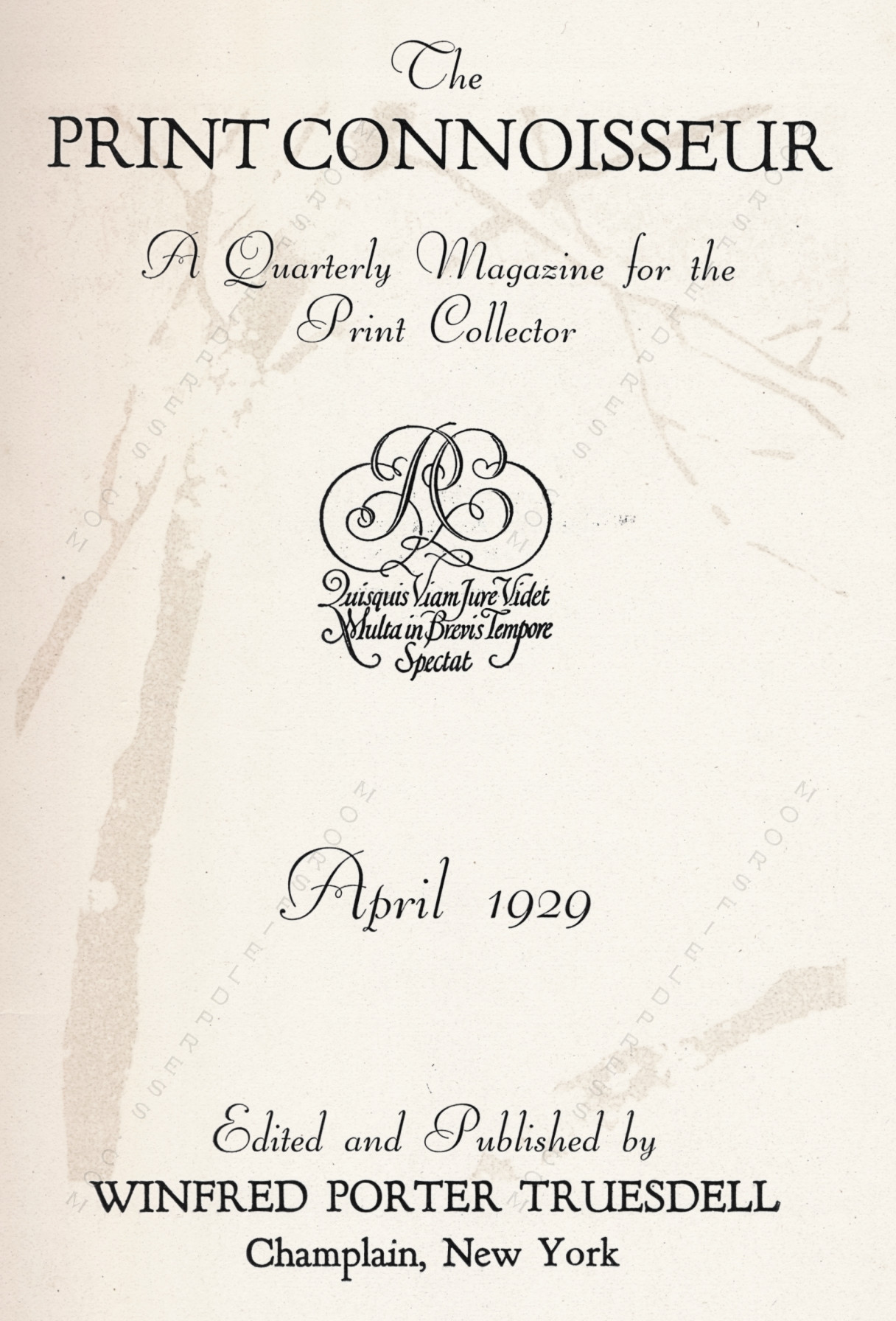 The Print Connoisseur Art Magazine by
                        Winfred Porter Truesdell