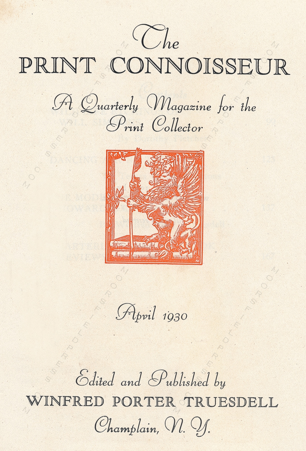 The Print Connoisseur Art Magazine by
                        Winfred Porter Truesdell