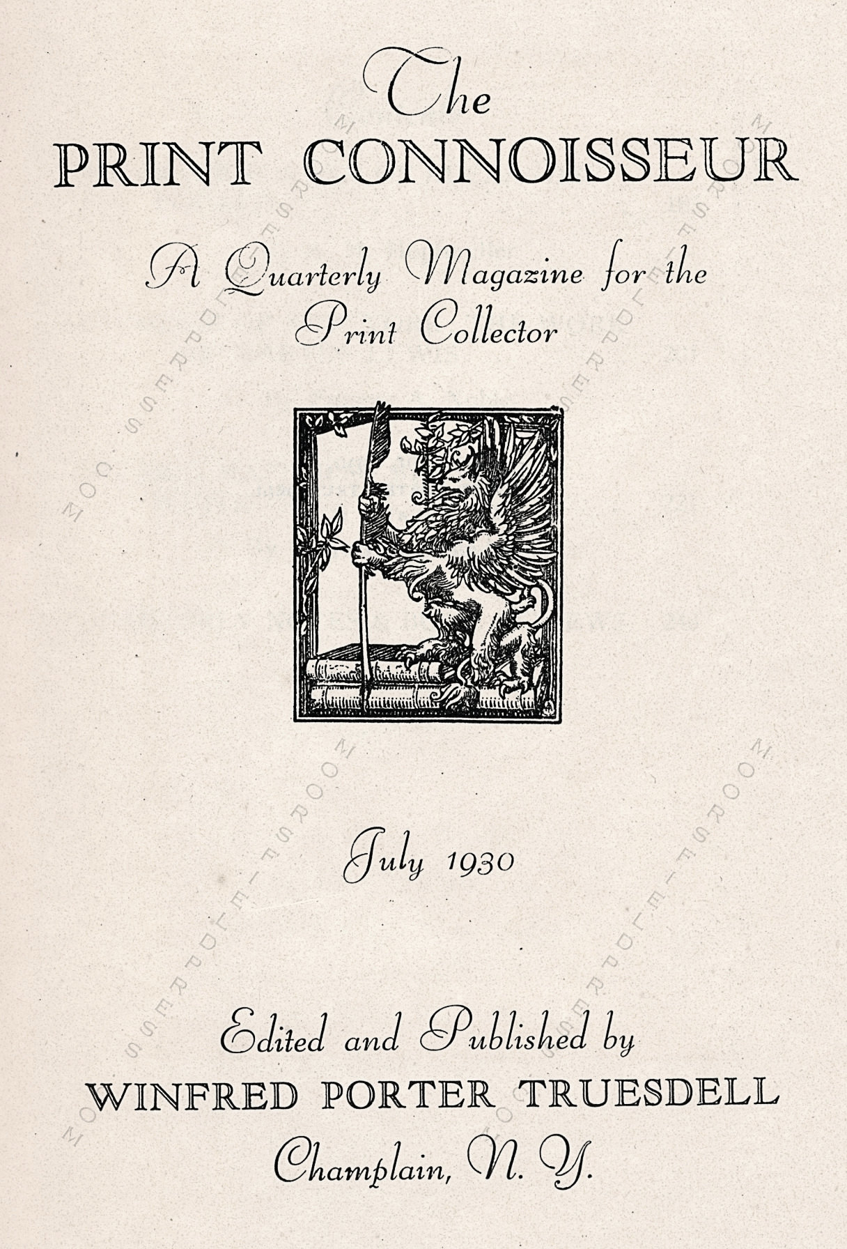 The Print Connoisseur Art Magazine by
                        Winfred Porter Truesdell