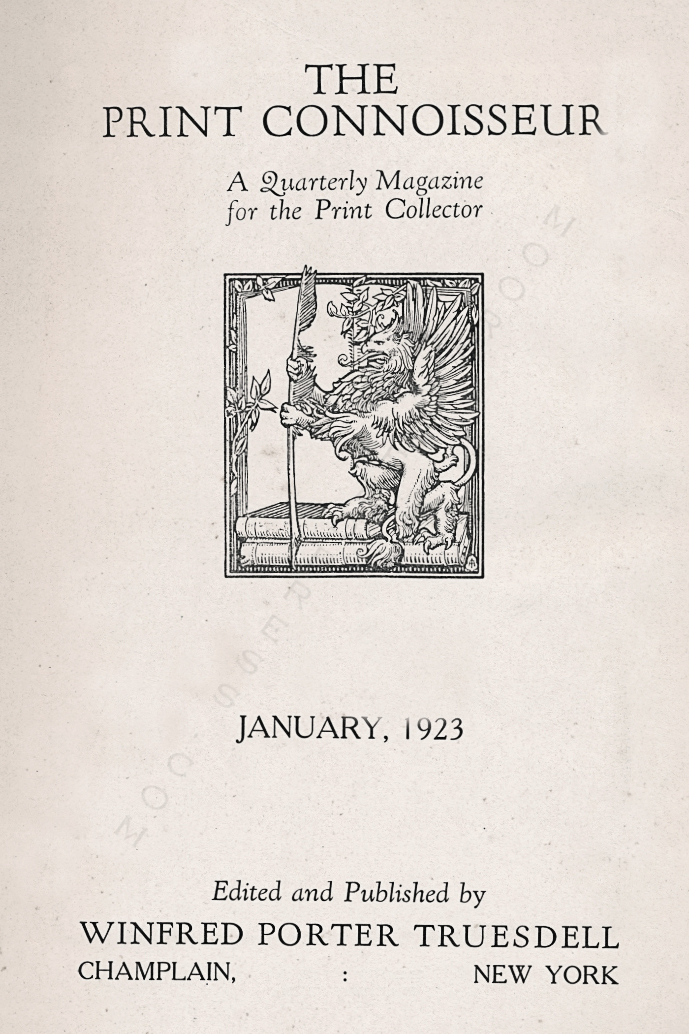 The Print Connoisseur by Winfred
                              Porter Truesdell-January 1923