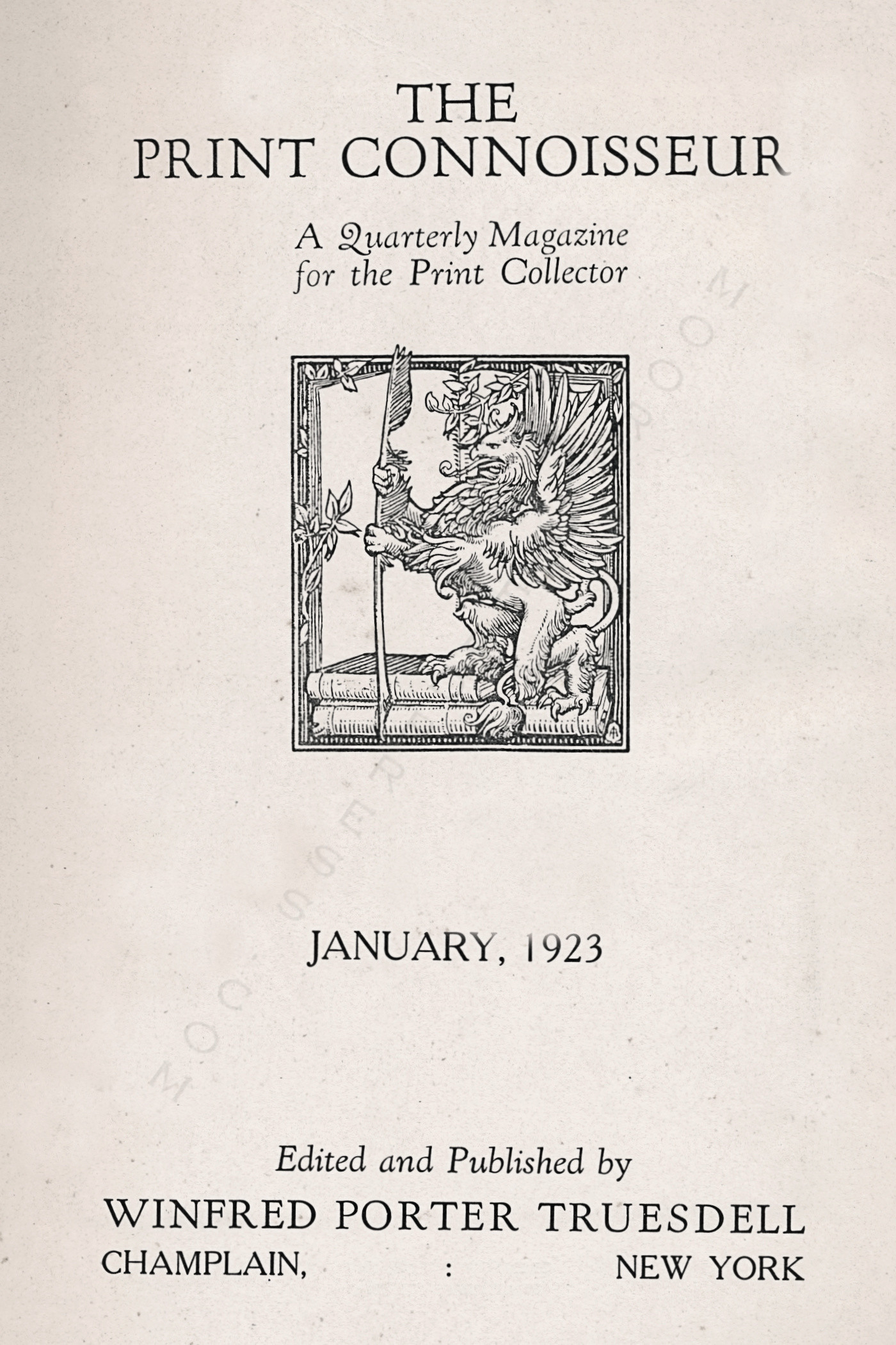 The Print Connoisseur by Winfred
                              Porter Truesdell-January 1923