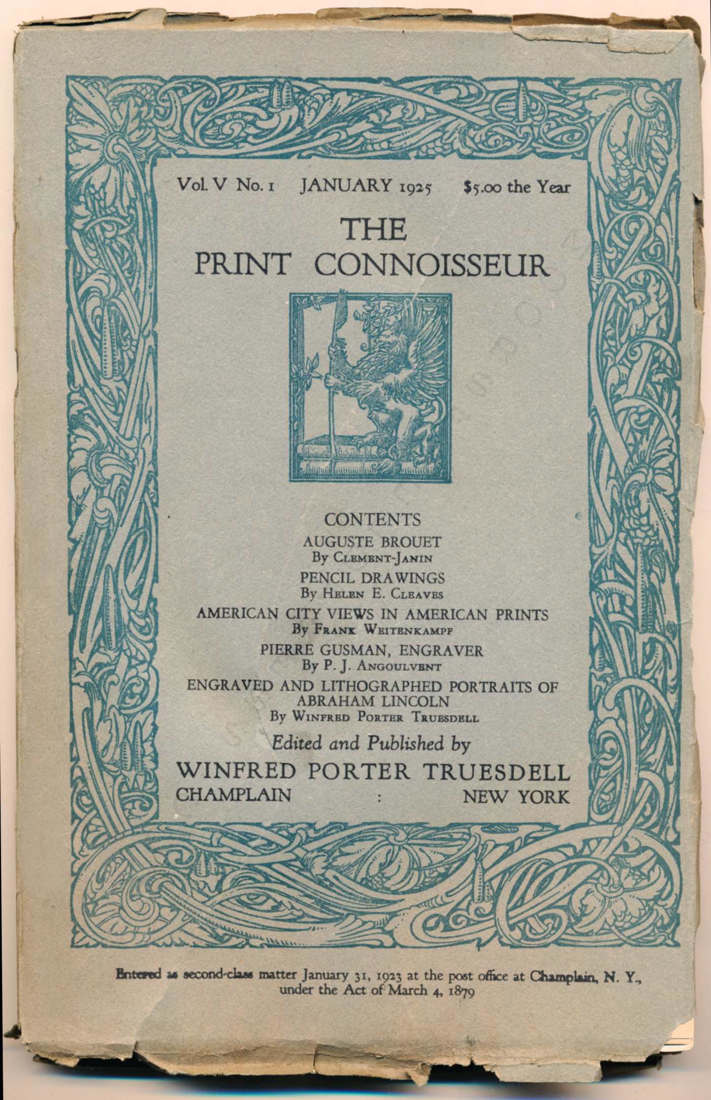 The Print
                      Connoisseur by Winfred Porter Truesdell printed by
                      the Moorsfield Press-January 1925