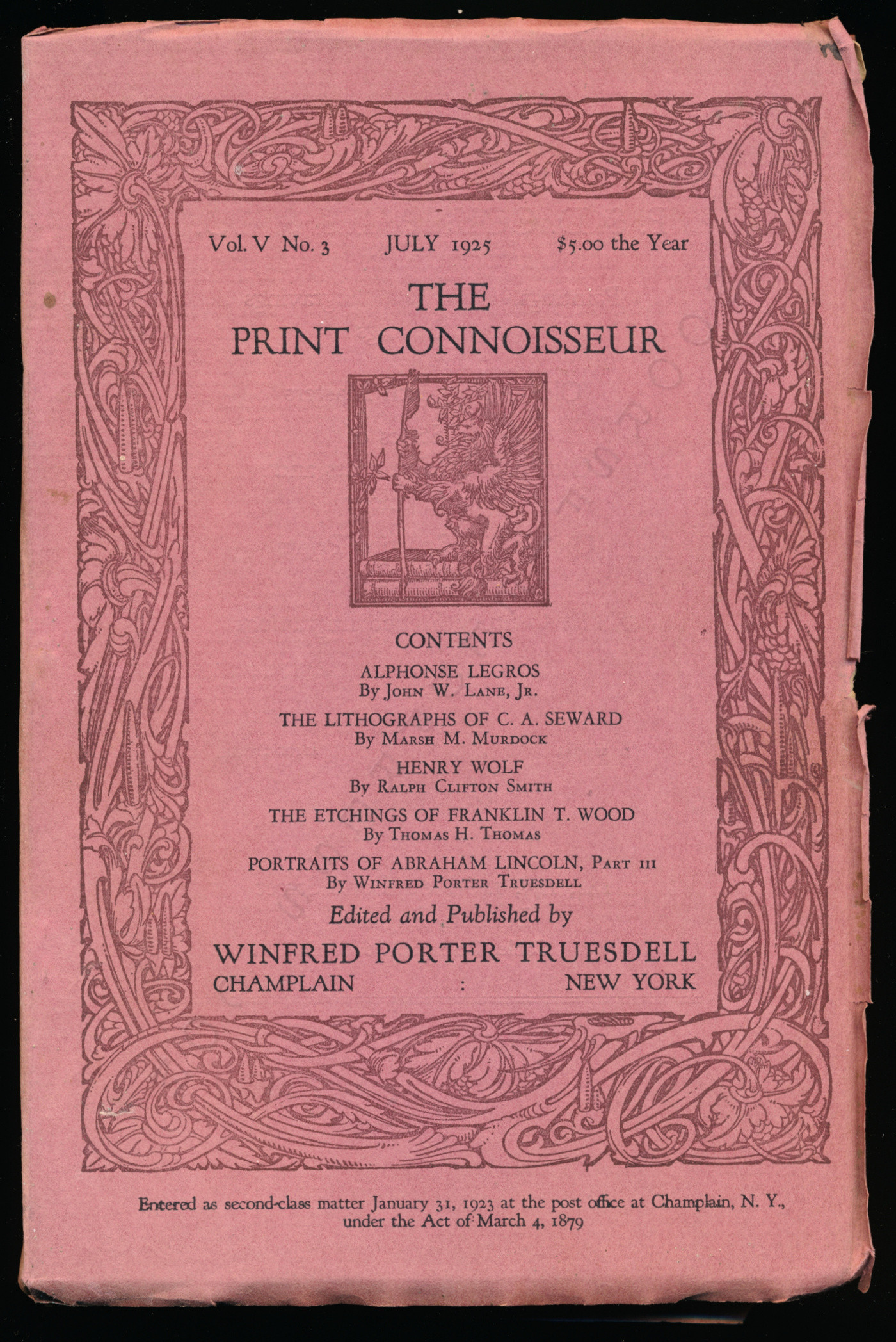 The Print
                      Connoisseur by Winfred Porter Truesdell printed by
                      the Moorsfield Press-July 1925