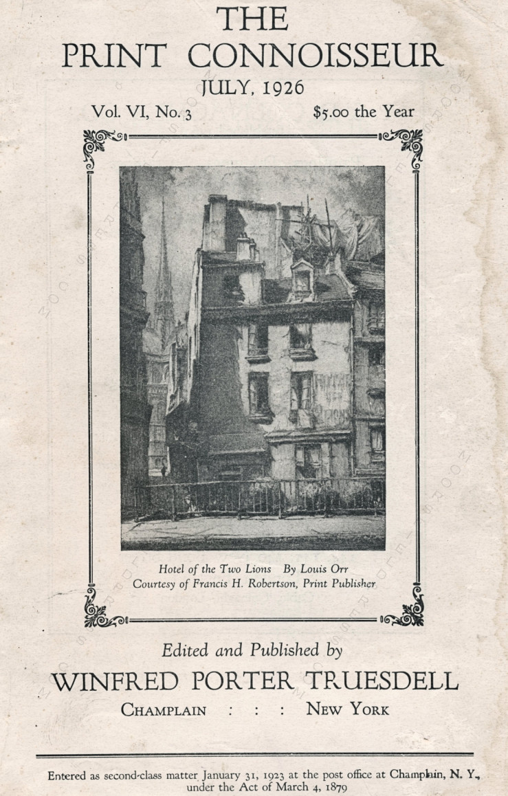 The Print
                      Connoisseur by Winfred Porter Truesdell printed by
                      the Moorsfield Press-July 1926