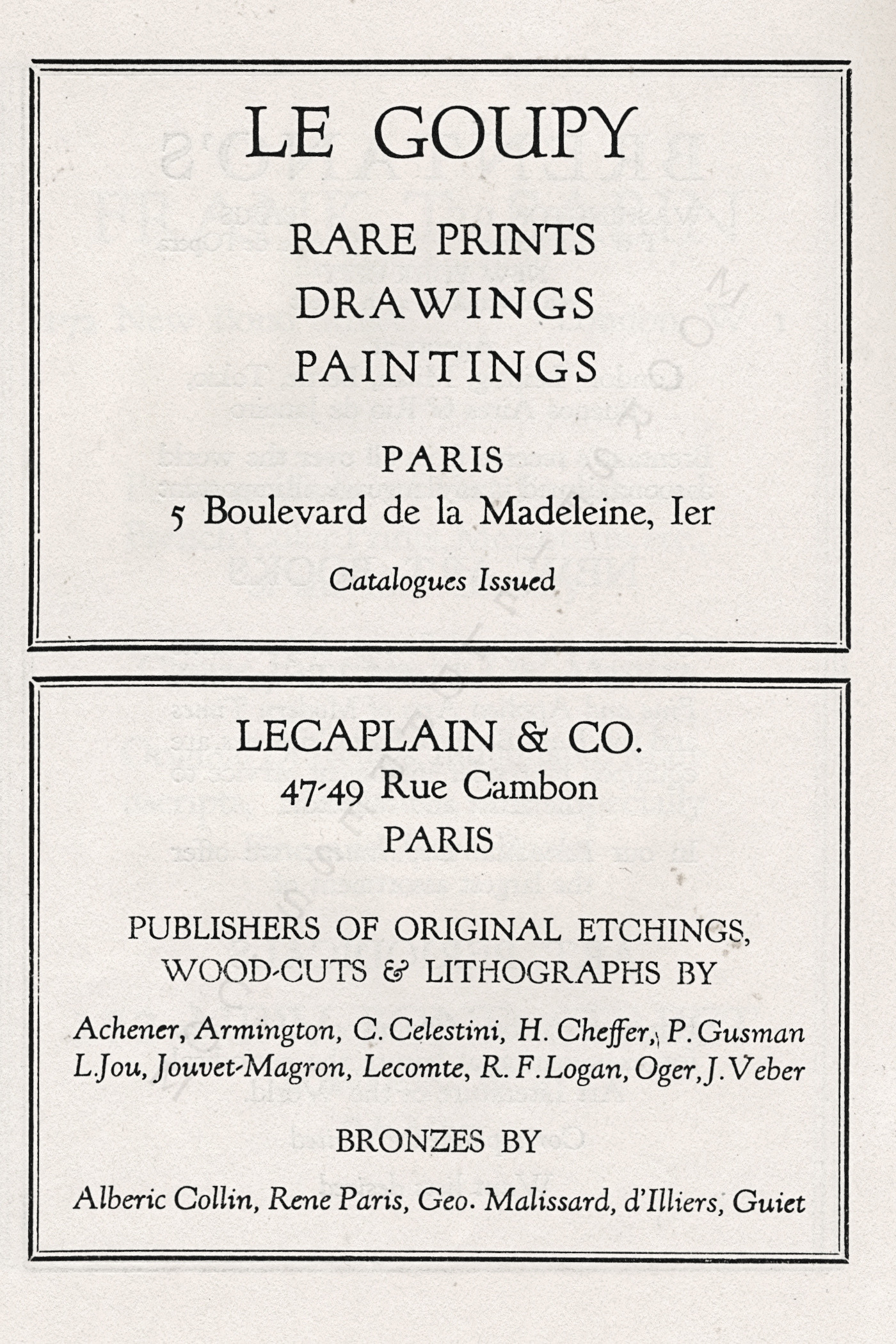 The Print
                      Connoisseur by Winfred Porter Truesdell printed by
                      the Moorsfield Press-July 1926