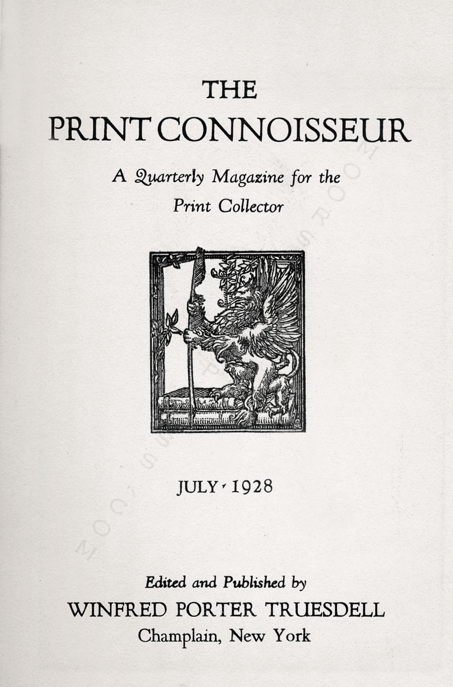 The Print
                      Connoisseur by Winfred Porter Truesdell-July 1928