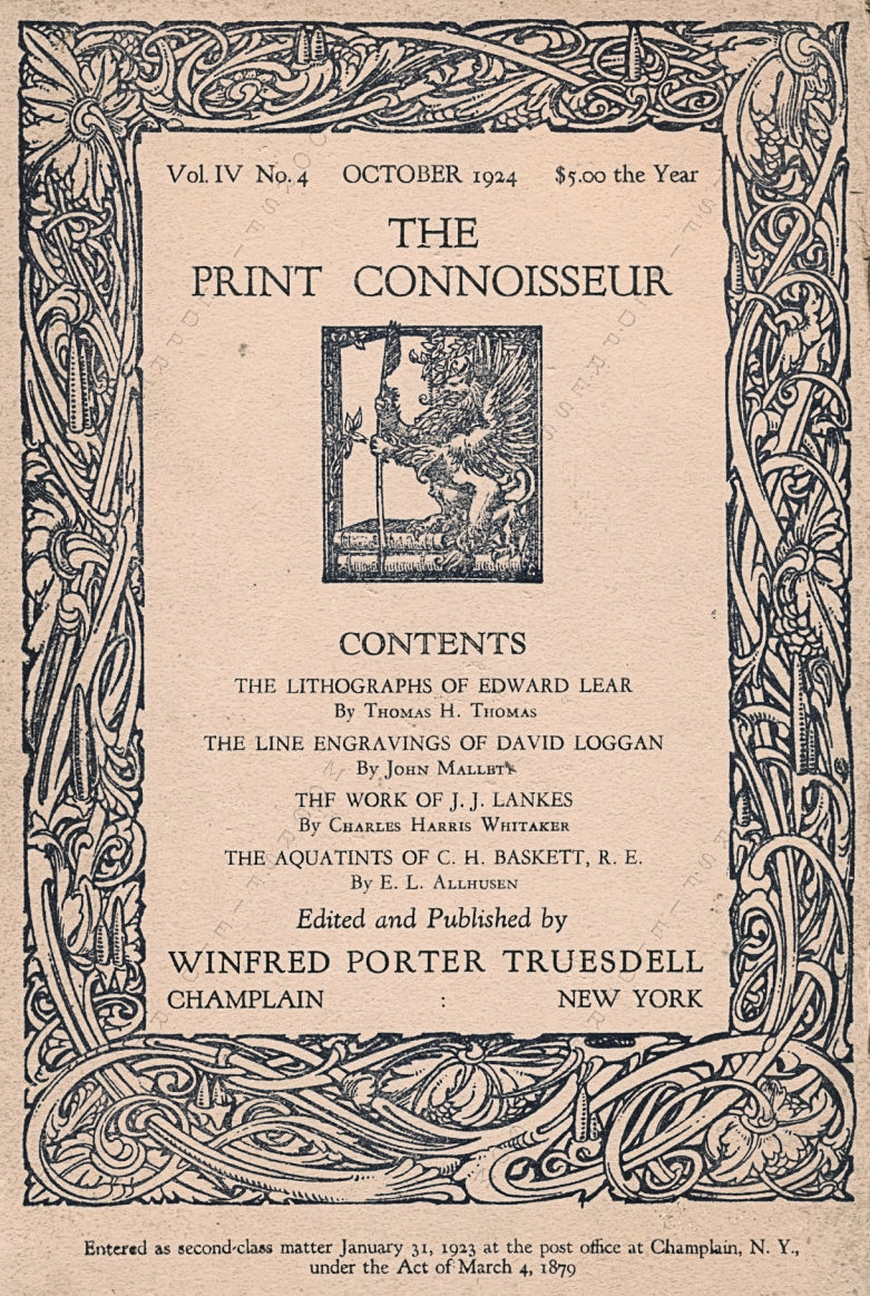 The Print
                      Connoisseur by Winfred Porter Truesdell printed by
                      the Moorsfield Press-October 1924