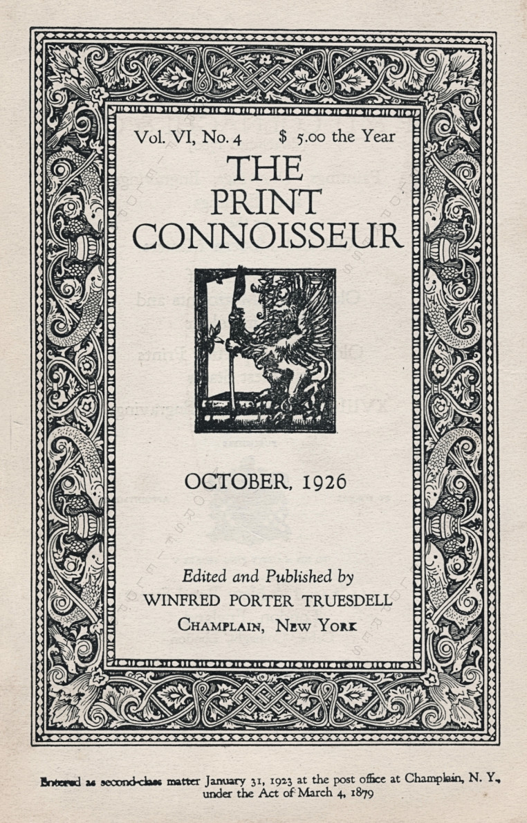 The Print
                      Connoisseur by Winfred Porter Truesdell printed by
                      the Moorsfield Press-October 1926