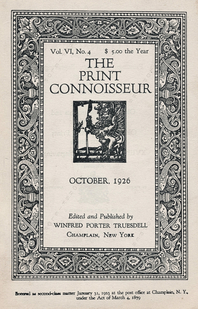 The Print
                      Connoisseur by Winfred Porter Truesdell printed by
                      the Moorsfield Press-October 1926