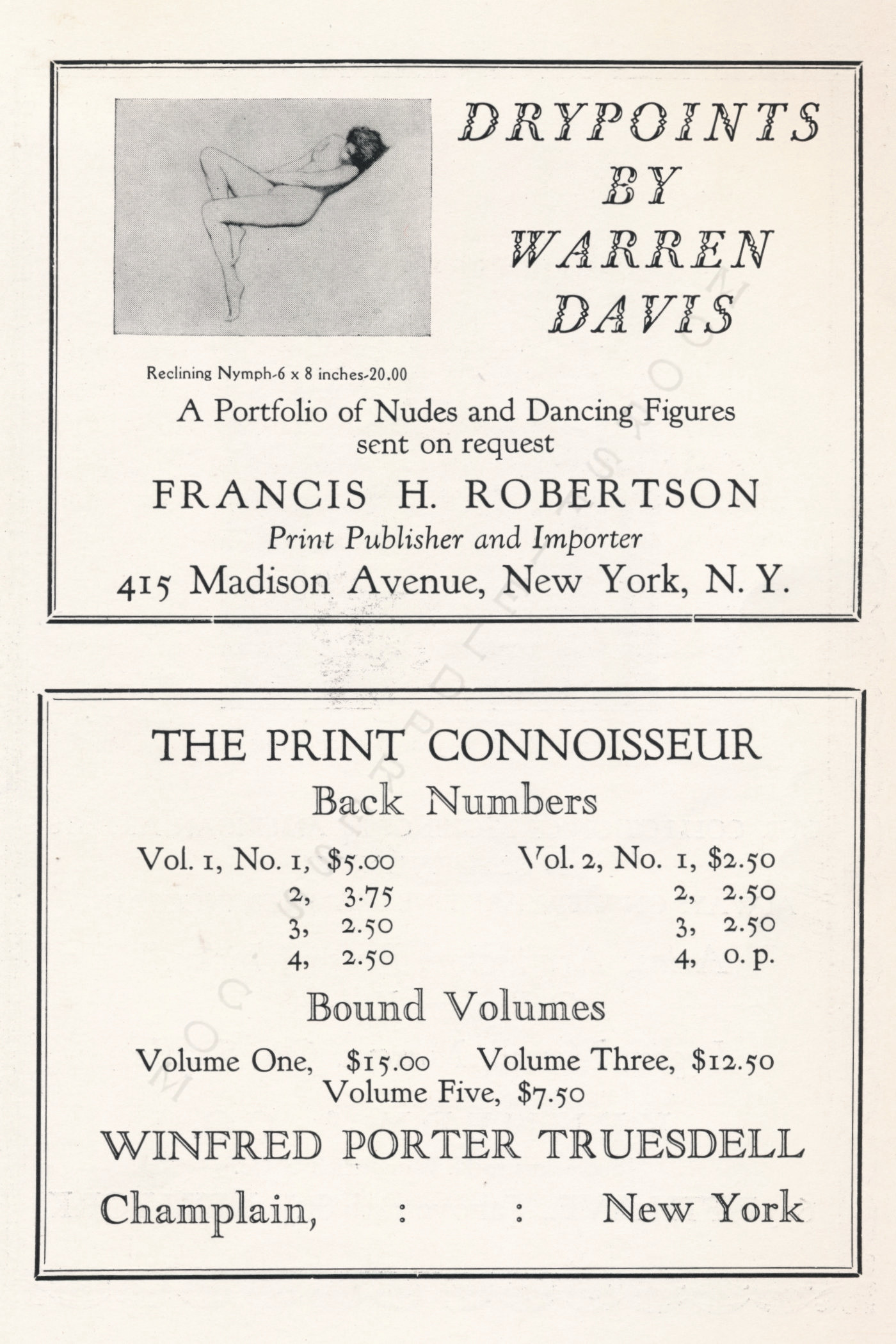 The Print
                      Connoisseur by Winfred Porter Truesdell printed by
                      the Moorsfield Press-October 1926