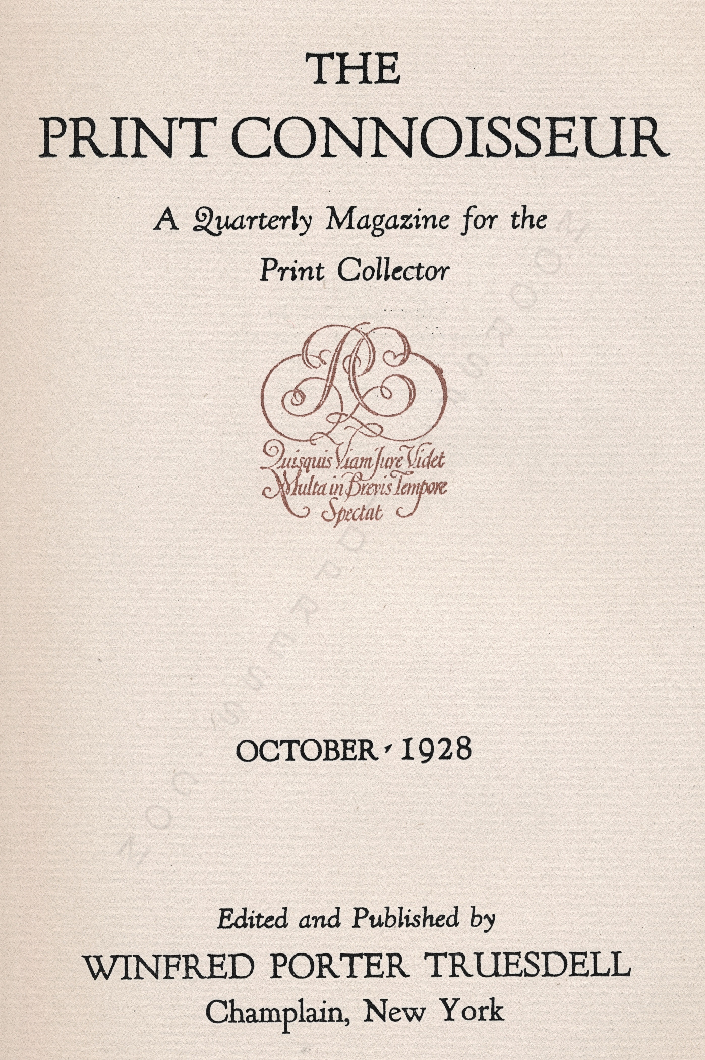 The Print
                      Connoisseur by Winfred Porter Truesdell-October
                      1928