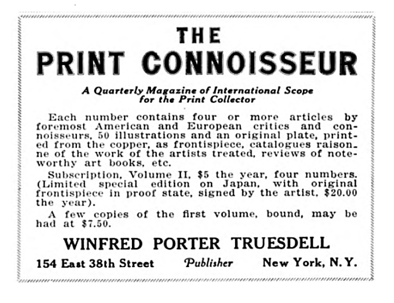 Advertisements for
              the Print Connoisseur