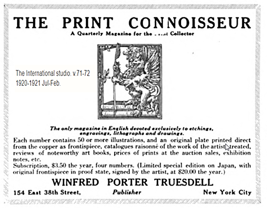 Advertisements for
              the Print Connoisseur