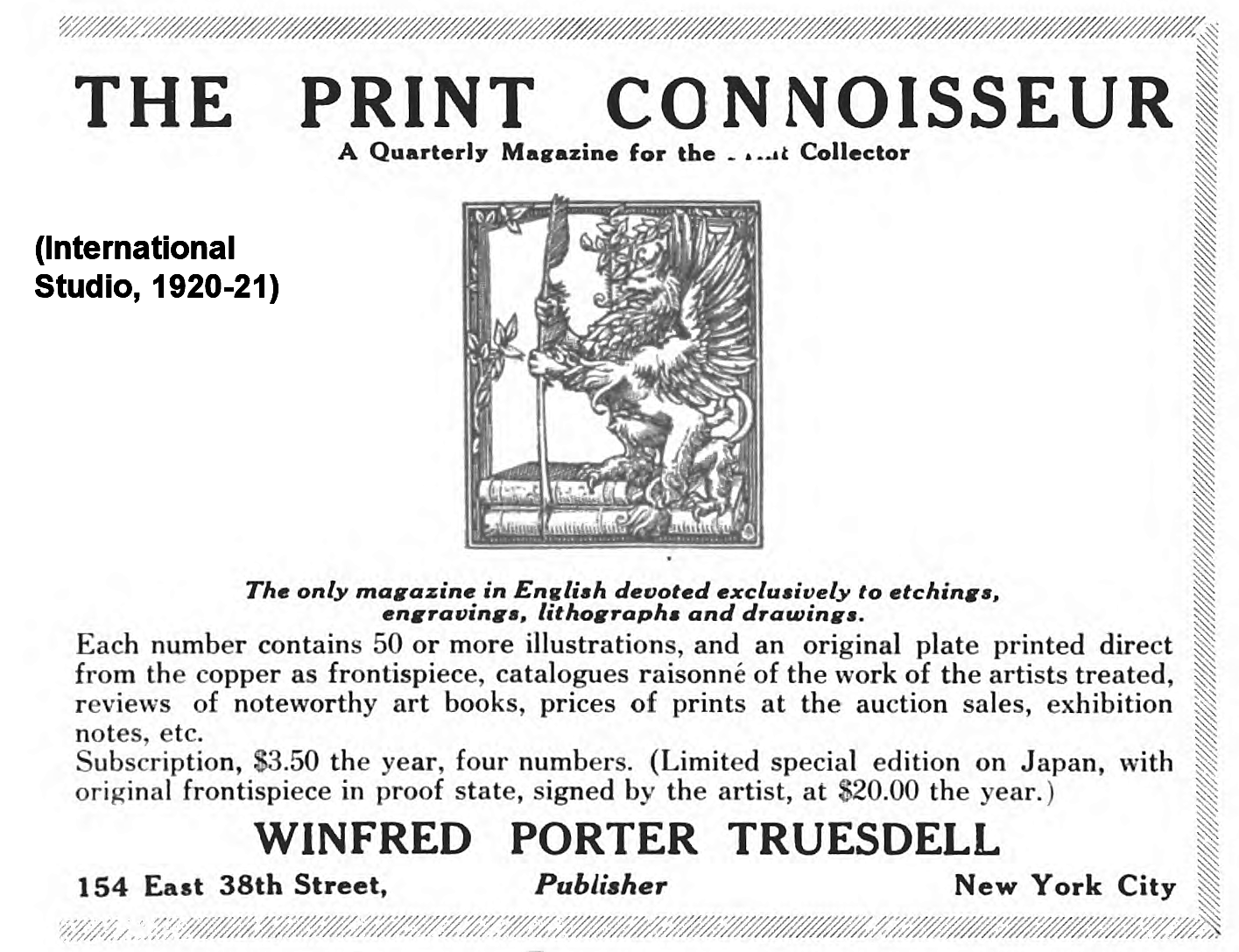 Advertisements for
              the Print Connoisseur